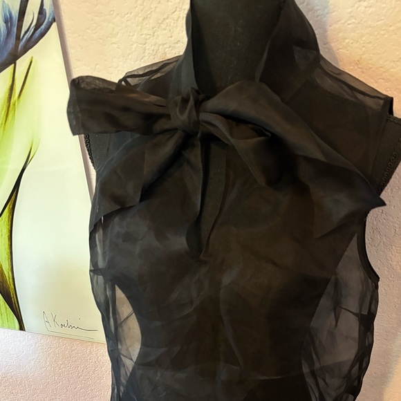 sheer silk black blouse size medium - Picture 2 of 6